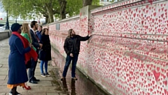 Local MP Angela Rayner is pictured at the Covid Memorial Wall with MPs Flo Eshalomi and Afzal Khan and a representative from Covid Justice UK