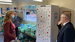 MP Angela Rayner is pictured with Academy Headteacher Phill Quirk at the community fridge