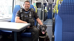 Handler PC Phil Healy is pictured with Harry