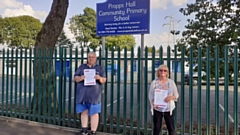 Failsworth West Councillors Elaine Garry and Pete Davis pictured outside Propps Hall School