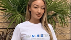 Model Bethan Sowerby shows off one of Colin's stylish MaNcHeSter t-shirts