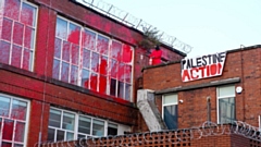 Palestine Action protesting at the Elbit factory this morning