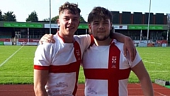 Scott Parnaby (left) and Dylan Turner are pictured after yesterday's match