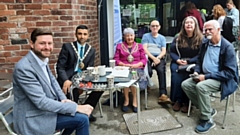 Pictured at Foxdenton Park are (left to right): Jim McMahon, MP for Oldham West and Royton, Cllr Shaid Mushtaq, Mayor's consort, Cllr Jenny Harrison, Mayor, and Chadderton Central Councillors Eddie Moore, Elaine Taylor and Colin McLaren