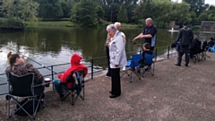 The Mayor pictured at the Accessible Fishing session at Alexandra Park Lake