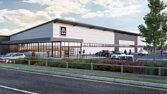 The CGI plans for the new Aldi store in Chadderton