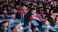 Boasting 288 new alumni, graduates formed a sea of caps, gaps and hoods alongside proud friends and family members at the Queen Elizabeth Hall