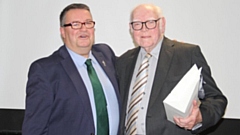 Roughyeds chairman Chris Hamilton is pictured with new club president Roger Halstead. Image courtesy of ORLFC