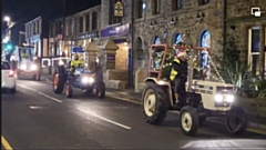 A convoy of tractors, big and small, trundled through Uppermill