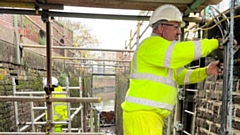 Work continues on the Ashton Canal brickwork