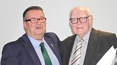 Oldham RL chairman Chris Hamilton (left) with the club's new president Roger Halstead