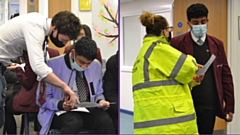 Students at The Hathershaw College and teachers during the pandemic. 