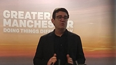 Greater Manchester mayor Andy Burnham at a press conference on February 2. 