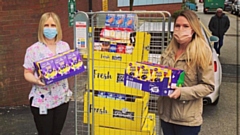 Easter eggs being delivered at the Royal Oldham last year
