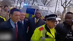 Sir Kier Starmer was surrounded by protesters