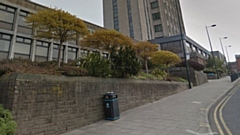 A bin outside Oldham's Civic Centre. 