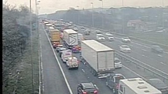 All four lanes were closed earlier this afternoon
