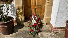 The flowers were left on the pub doorstep