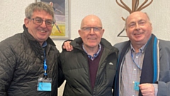 Paul Rooney, former club sponsor, Alan Hardy, ex CEO and Mark Rooney, on Saturday. 