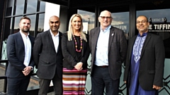 (left to right) Craig Barratt (Founder, Foresight), Anwar Ali (MD, Upturn Enterprise Ltd), Janine Smith director of the Greater Manchester GC Business Growth Hub, Frank Rothwell (Oldham Business Ambassador) and Muzahid Khan DL (Asian Business Leaders)
