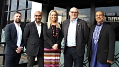 (left to right) Craig Barratt (Founder, Foresight), Anwar Ali (MD, Upturn Enterprise Ltd), Janine Smith director of the Greater Manchester GC Business Growth Hub, Frank Rothwell (Oldham Business Ambassador) and Muzahid Khan DL (Asian Business Leaders)
