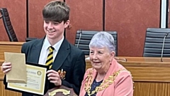 Student of the Year in the 11-16 year category Leo Nicholson gets his award 