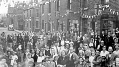 Coronation Street party on Atherton Street, Springhead in 1953
