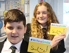 #WriteASmile Ambassadors Kaya and Maddison with their cards