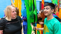 Oldham Council Leader Cllr Amanda Chadderton with some of the flag bearers