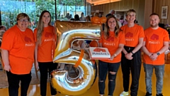 L:R Trish Morgan, Centre Head, Laura Cramond, Clinical Psychologist, Laura Tomlinson, Centre Fundraising Manager, Suzanne Bland, Cancer Support Specialist, Tom Hall, Centre Fundraising Organiser 
