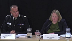 Chief Inspector Stephen Watson with Oldham Council Leader Amanda Chadderton 