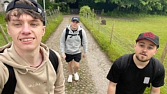 Lewis Garrity, Jack Kenyon and Matt Adam are pictured during their epic walk