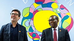 Greater Manchester Mayor Andy Burnham and Centrepoint chief executive Seyi Obakin. Images courtesy of Joel Goodman
