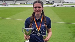 Megan Russell pictured with her silverware at Lord's