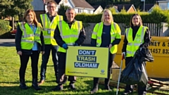 Pictured (left to right) are: Tracey Williams, Casey Resident liaison officer; Ian Ward, FCHO Neighbourhood Coordinator; Ronnie Davies, FCHO Neighbourhood Care Team Leader (Waste Management); Councillor Amanda Chadderton, Leader of Oldham Council and Emma Davison, FCHO Chief Operations Officer