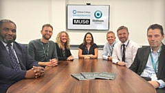 Pictured are (left to right): Marvin Smith, Oldham College, Phil Marsden, Muse, Jill O’Grady, Muse, Cathy Broderick, Oldham College, Phil Mayall, Muse, Simon Jordan, Oldham College and Paul Clifford, Oldham Council