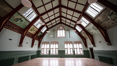 The Bright Hall in Rochdale Town Hall was hidden from public view for decades, but has been reopened as part of a restoration project. Image courtesy of Manchester Evening News