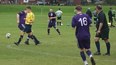 Action from the Division Three clash between Santos and Saddleworth 3D