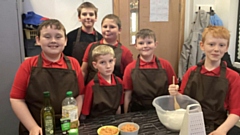 The Spring Brook Lower School pupils look so smart in their new cooking aprons