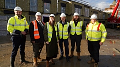 Pictured are (left to right): Paul Teverson, Cllr Pete Davis, Angela Rayner, Martin Brown, Declan Fishwick and Dave Crozier