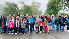 Oldham East and Saddleworth MP Debbie Abrahams - centre, in the blue T-shirt - pictured during a Dementia Friendly Oldham Memory Walk