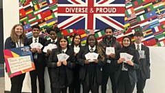 Pictured are Year 11 Senior Prefects along with Mr Ryan Kessebeh, Manchester United SPO who is based at Waterhead Academy and Jessica Pollard, NorthCare Charity Fundraising Manager