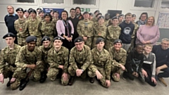 The 2200 (Oldham) Squadron Air Training Corps and volunteers, with local councillors Alicia Marland, Sam Al-Hamdani and Mark Kenyon next to OC Joe Lord