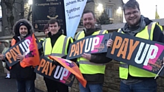 Teachers outside Crompton House School in Shaw