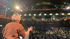 Maxine Peake addresses supporters of the Coliseum