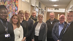 Pictured (left to right) are: Patricia Stennett, Headteacher (B), Elizabeth Moran, Principal Designate (B), Carol Walker, Deputy Head (B), Jayne Clarke, Executive Principal (P), Gina Andrewes, Chair of Governors (B), Pamela McIlroy, Chief Operating Officer (P), Andrew Kilburn, Chair of Trust Board (P), Martin
Griffin, Governor (B) and Stewart Ash, Chief Financial Officer (P).
B = Broadfield, P = Pinnacle Trust