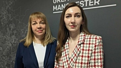 Ukrainian refugees Alina Kostrubitska and Liudmyla Hryshyna