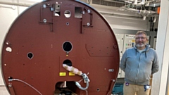 The new linear accelerator is now in place at The Christie at Oldham. Lead engineer at Oldham Ian Hollis is pictured overseeing delivery works