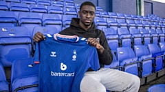 Latics' new striker Bassala Sambou. Image courtesy of OAFC