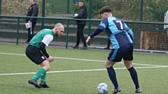 Action from Chaddertonians' victory against Salford Vics (green shirts)